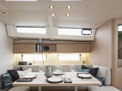 Salon of Oceanis 461/3/3 Premium, a Beneteau Oceanis 461 sailboat at Road Town, British Virgin Islands
