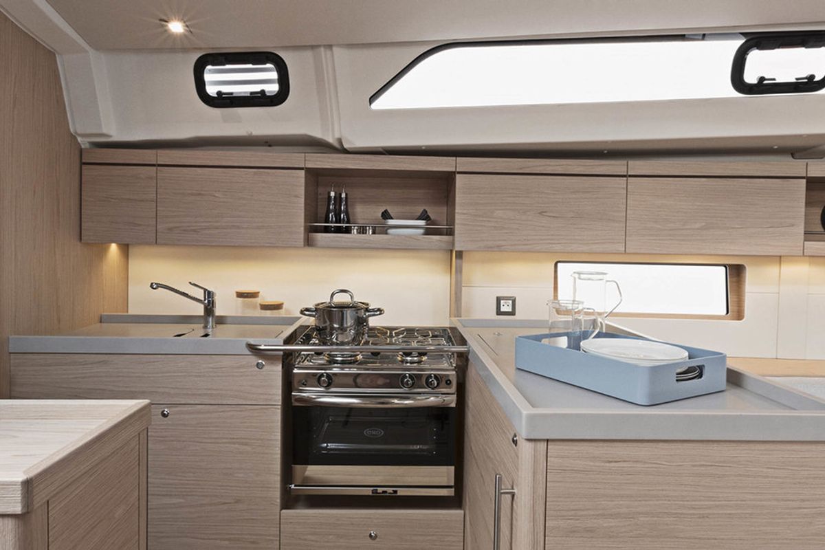 Galley of Oceanis 461/3/3 Premium, a Beneteau Oceanis 461 sailboat at Road Town, British Virgin Islands