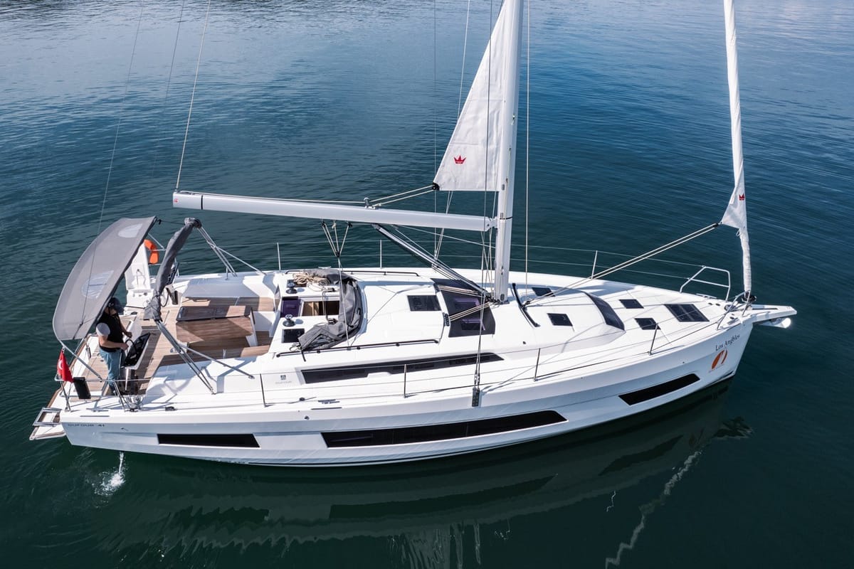 Exterior view of Los Angeles, a Dufour 41 sailboat at Fethiye, Turkey