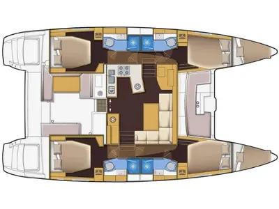 Floor plan of Fluffy, a Lagoon 450 Fly catamaran at Municipal Unit of Lefkada, Greece