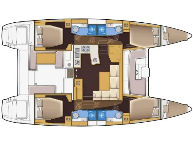 Floor plan of Fluffy, a Lagoon 450 Fly catamaran at Municipal Unit of Lefkada, Greece