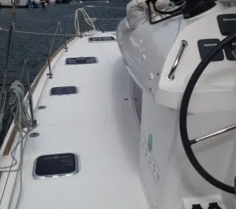 Deck of Trixi, a Lagoon 400 S2 catamaran at Le Gosier, France