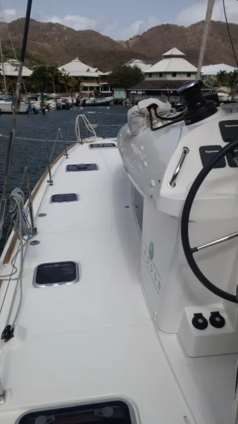 Deck of Trixi, a Lagoon 400 S2 catamaran at Le Gosier, France