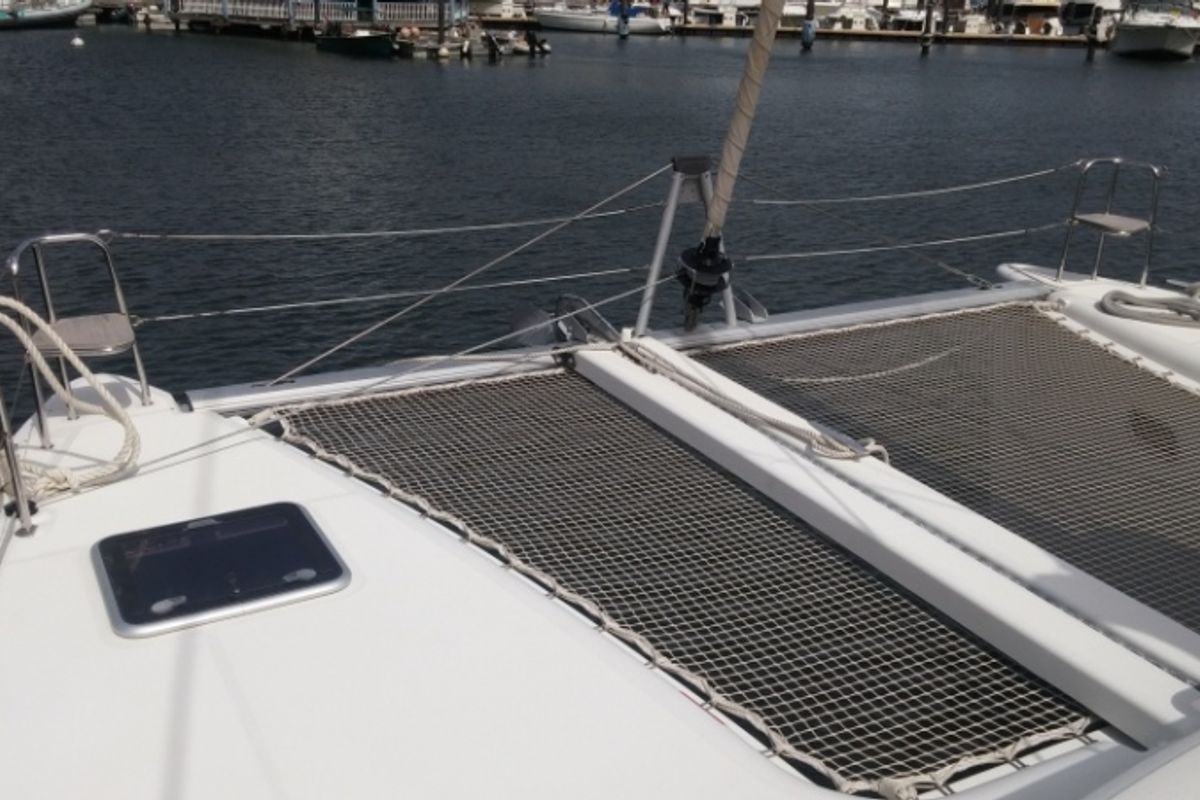 Deck of Trixi, a Lagoon 400 S2 catamaran at Le Gosier, France