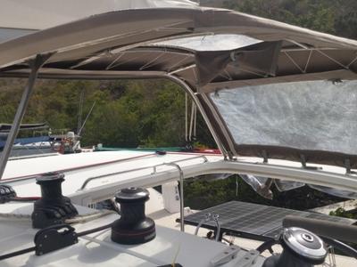 Cockpit of Trixi, a Lagoon 400 S2 catamaran at Le Gosier, France