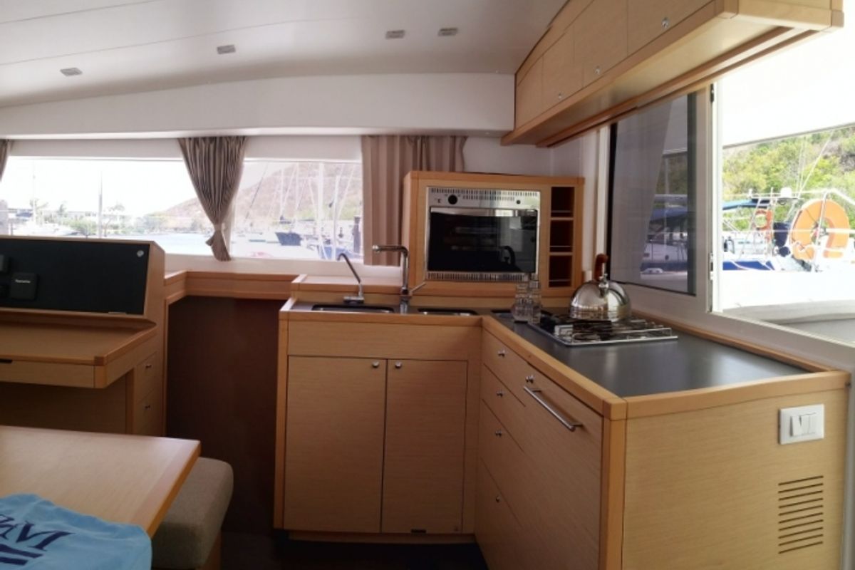 Galley of Trixi, a Lagoon 400 S2 catamaran at Le Gosier, France