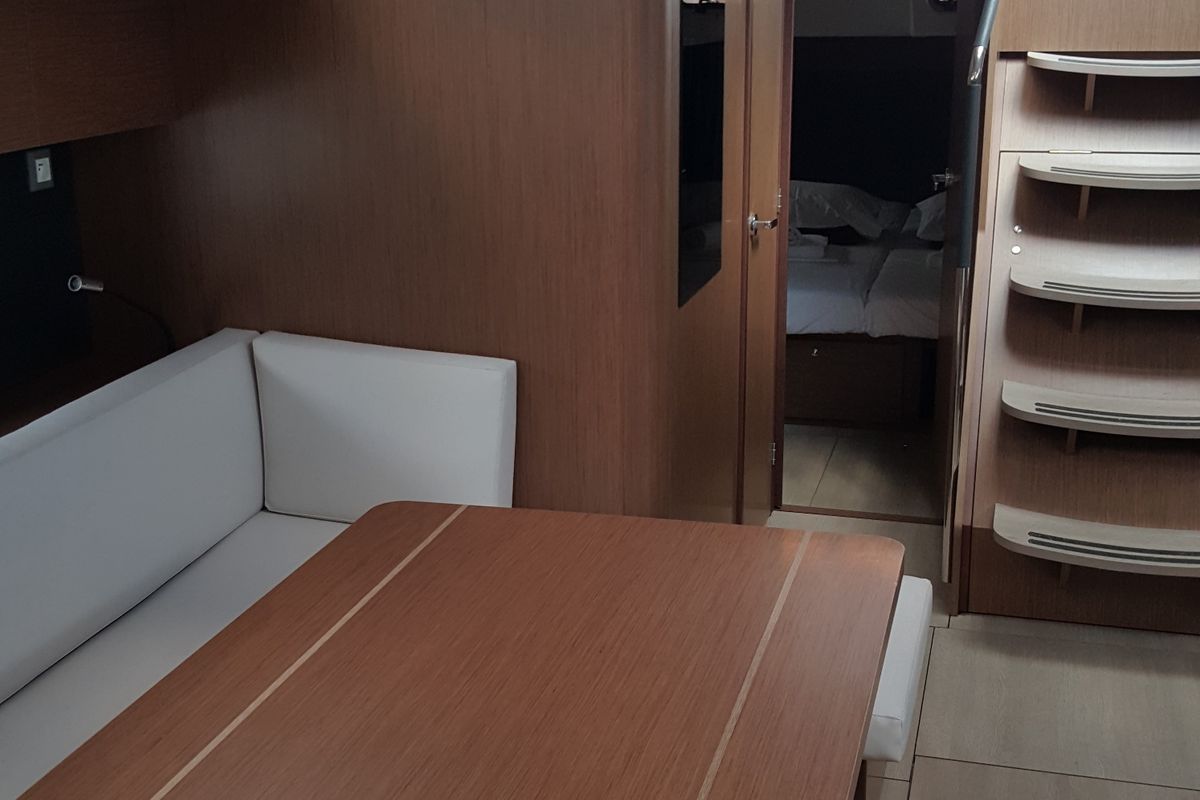 Salon of Nicolaos, a Beneteau Oceanis 51.1 sailboat at Tourlos, Greece