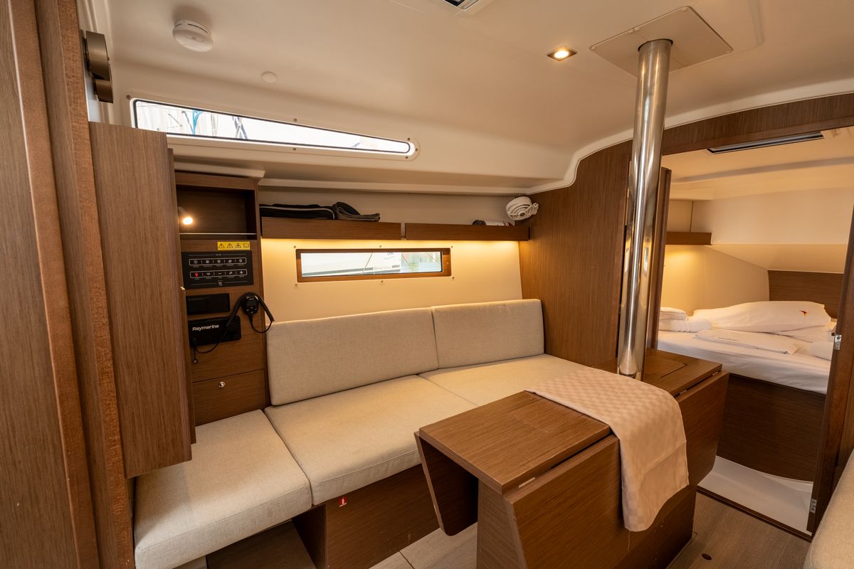 Salon of Pluto, a Beneteau Oceanis 34.1 sailboat at Salerno, Italy