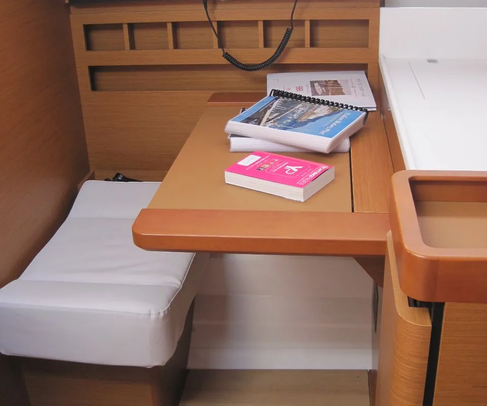 Salon of Erminia, a Jeanneau Sun Odyssey 440 sailboat at Capo d'Orlando, Italy