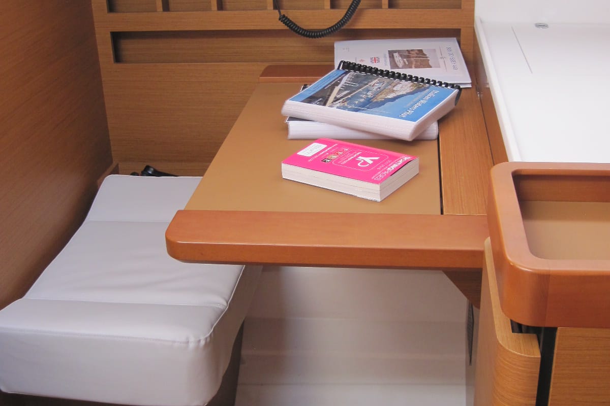 Salon of Erminia, a Jeanneau Sun Odyssey 440 sailboat at Capo d'Orlando, Italy