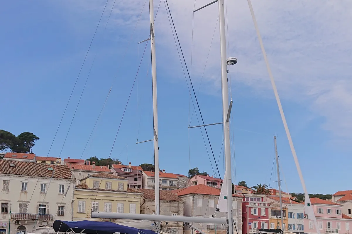 Exterior view of Vaya, a Hanse Yachts Hanse 460 sailboat at Općina Medulin, Croatia