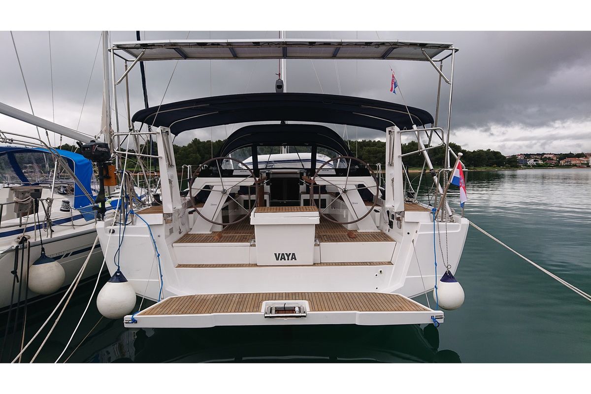 Exterior view of Vaya, a Hanse Yachts Hanse 460 sailboat at Općina Medulin, Croatia