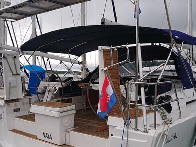 Cockpit of Vaya, a Hanse Yachts Hanse 460 sailboat at Općina Medulin, Croatia