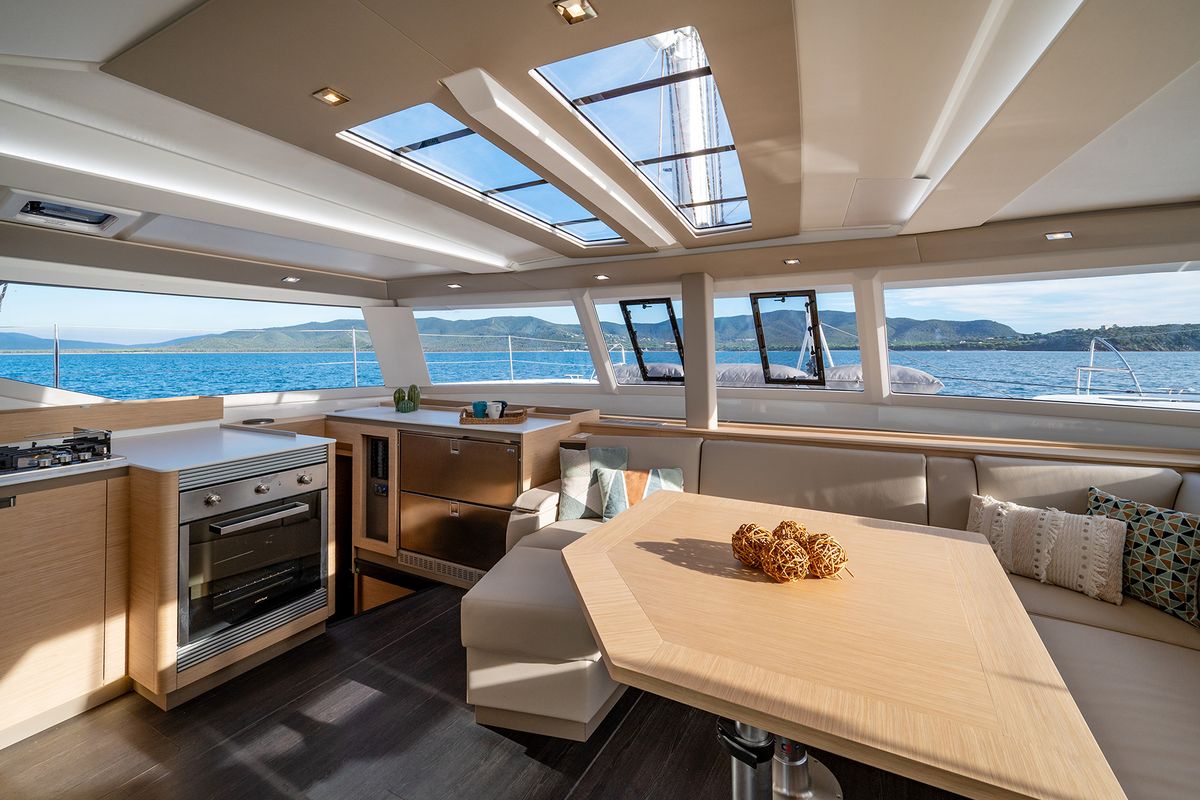Salon of Elsa, a Fountaine Pajot Tanna 47 catamaran at Piombino, Italy
