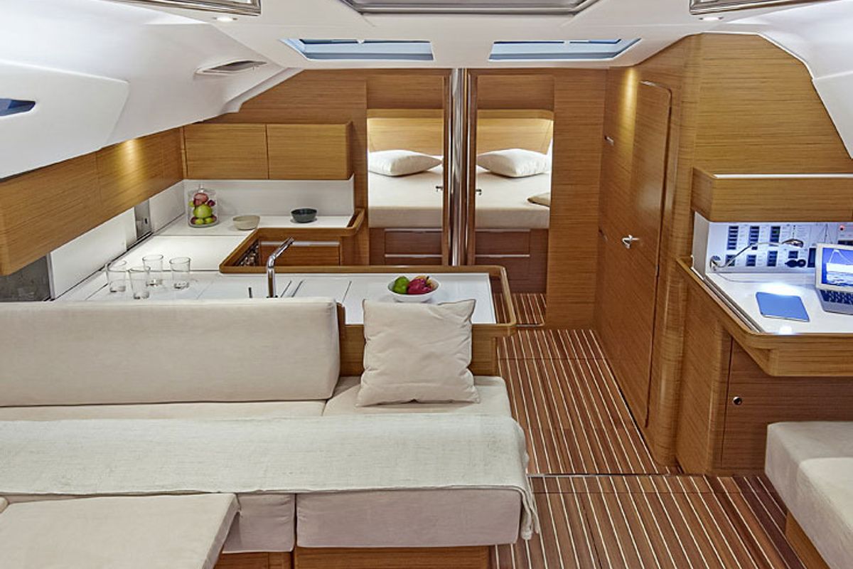 Salon of Marina, a Elan Impression 494 sailboat at San Benedetto del Tronto, Italy