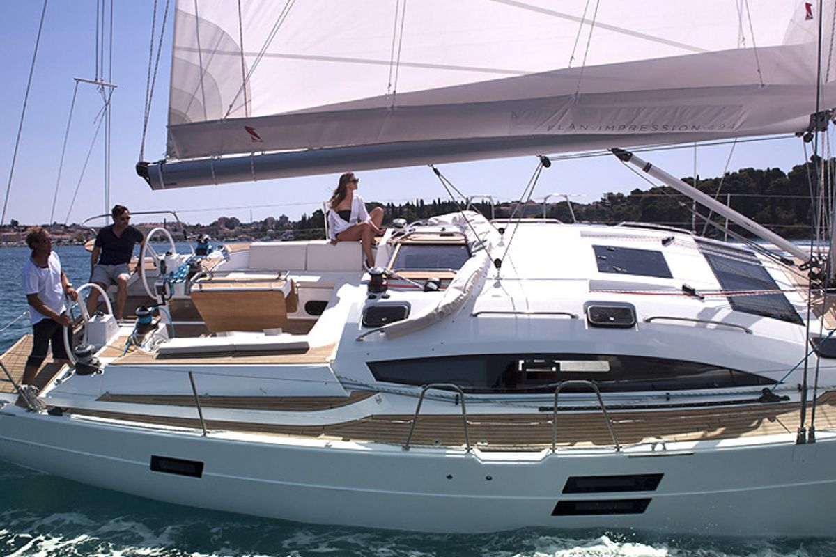 Exterior view of Marina, a Elan Impression 494 sailboat at San Benedetto del Tronto, Italy
