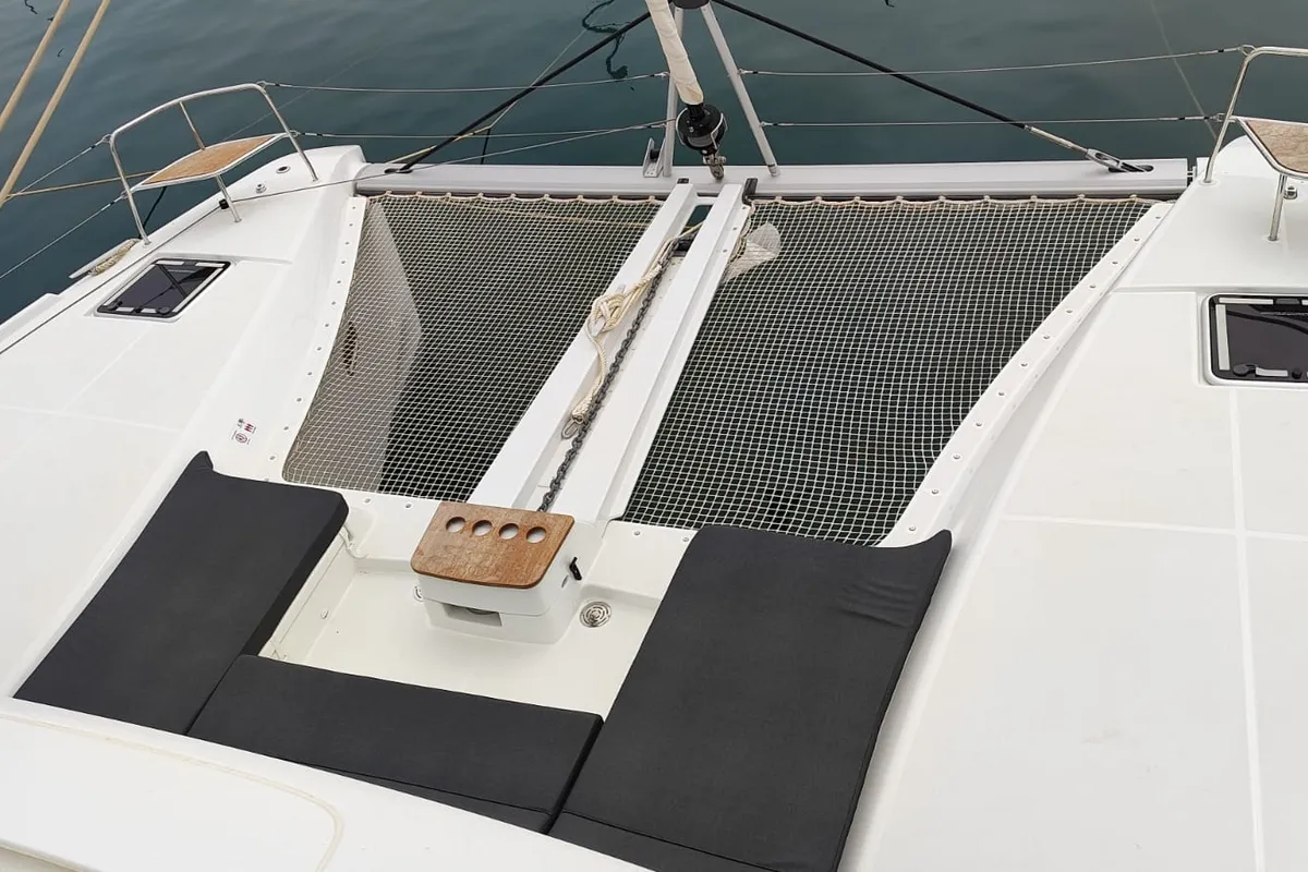 Deck of Lady Mary, a Lagoon 46 catamaran at Lavreotiki Municipal Unit, Greece