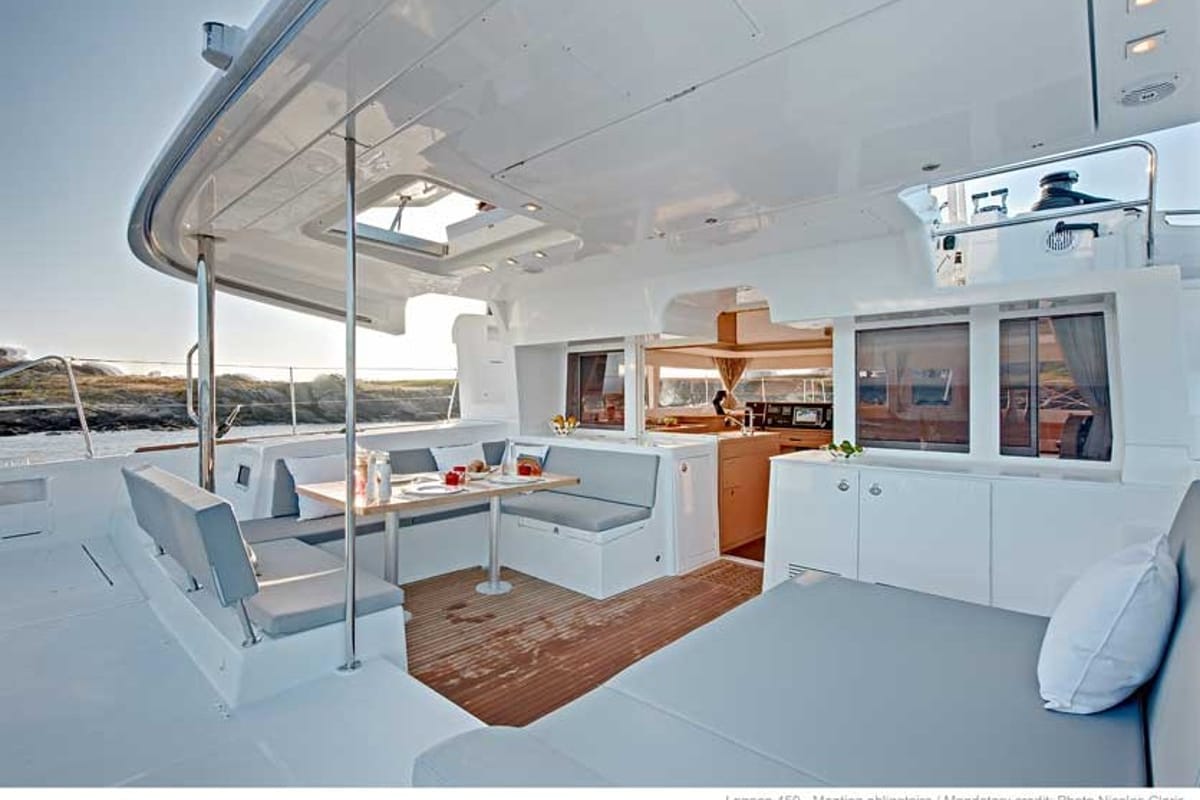 Deck of Oscar V, a Lagoon 450 catamaran at Alameda, United States
