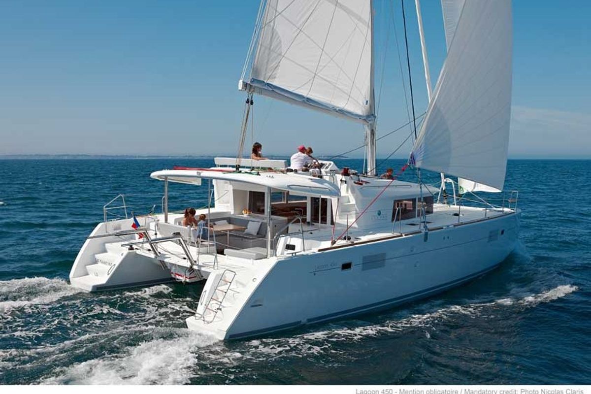 Exterior view of Oscar V, a Lagoon 450 catamaran at Alameda, United States