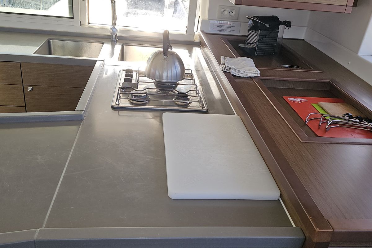 Galley of Oscar V, a Lagoon 450 catamaran at Alameda, United States