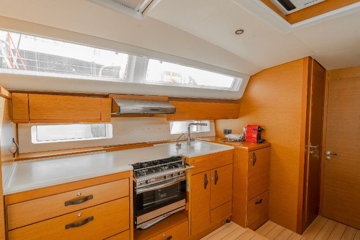 Galley of Maria 2, a Jeanneau 54 sailboat at Athens, Greece