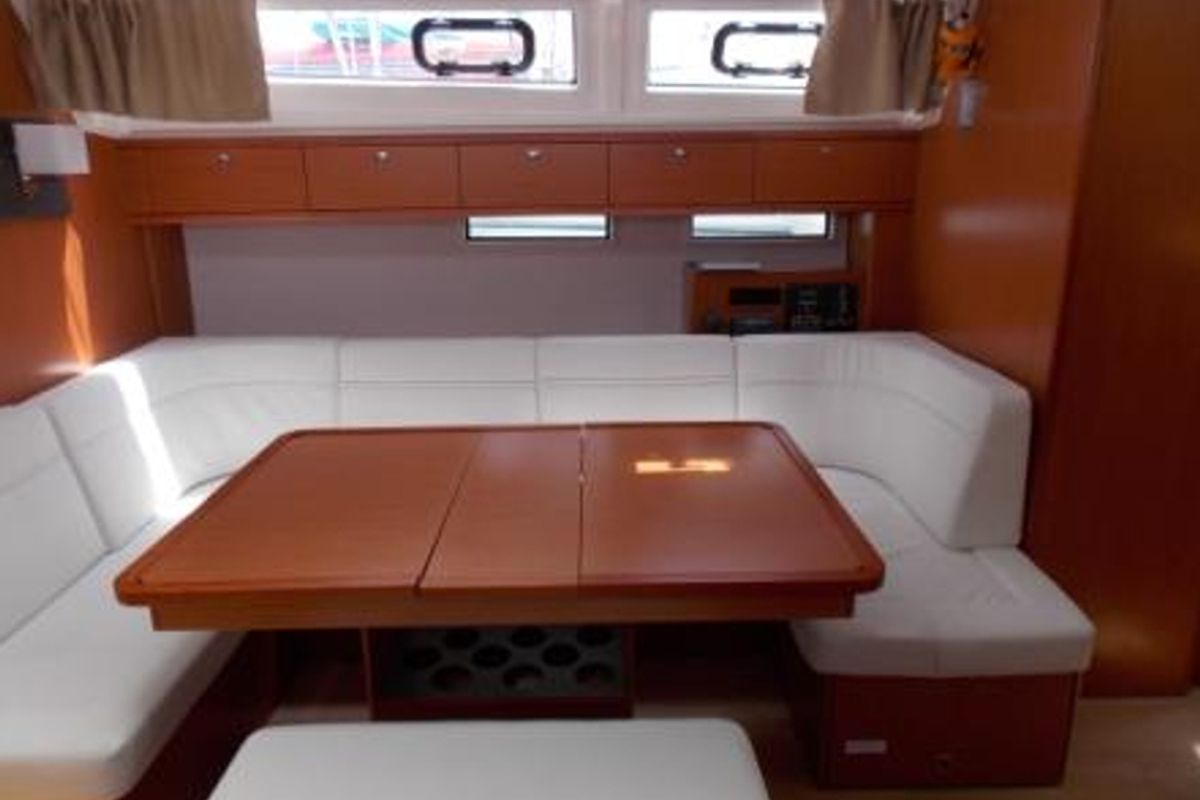Salon of LINA, a Bavaria Cruiser 46 sailboat at Athens, Greece