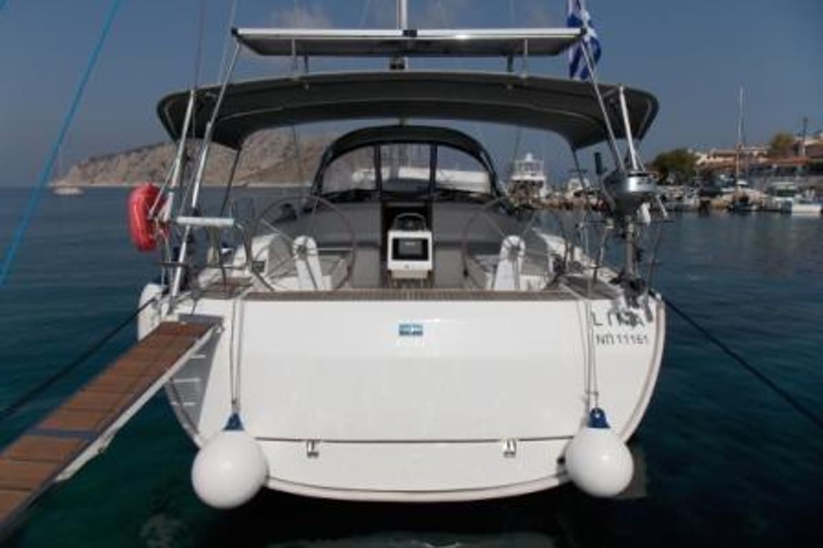 Exterior view of LINA, a Bavaria Cruiser 46 sailboat at Athens, Greece