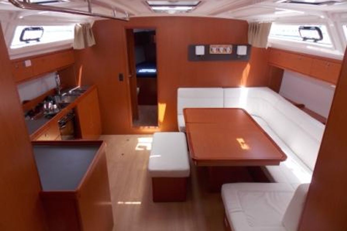 Salon of LINA, a Bavaria Cruiser 46 sailboat at Athens, Greece