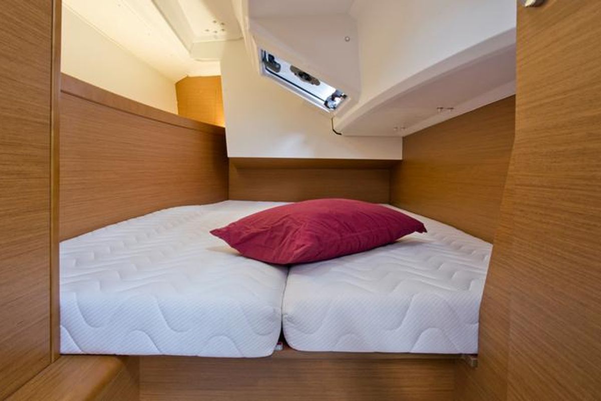 Cabin on SheShe, a Jeanneau Sun Odyssey 349 sailboat at Grad Pula, Croatia