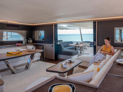 Salon of Daiquiri, a Lagoon Sixty 5 catamaran at Athens, Greece