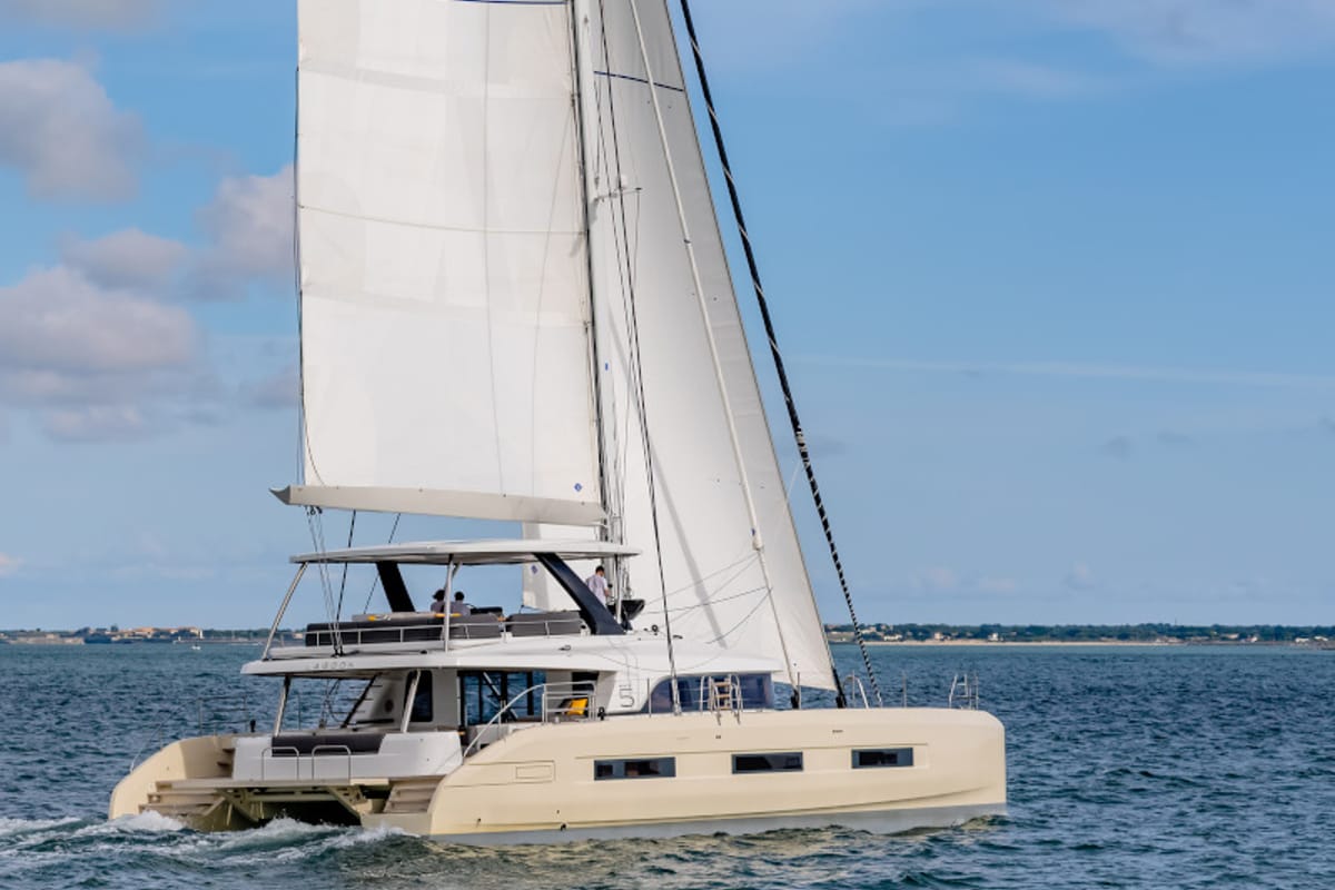 Exterior view of Daiquiri, a Lagoon Sixty 5 catamaran at Athens, Greece