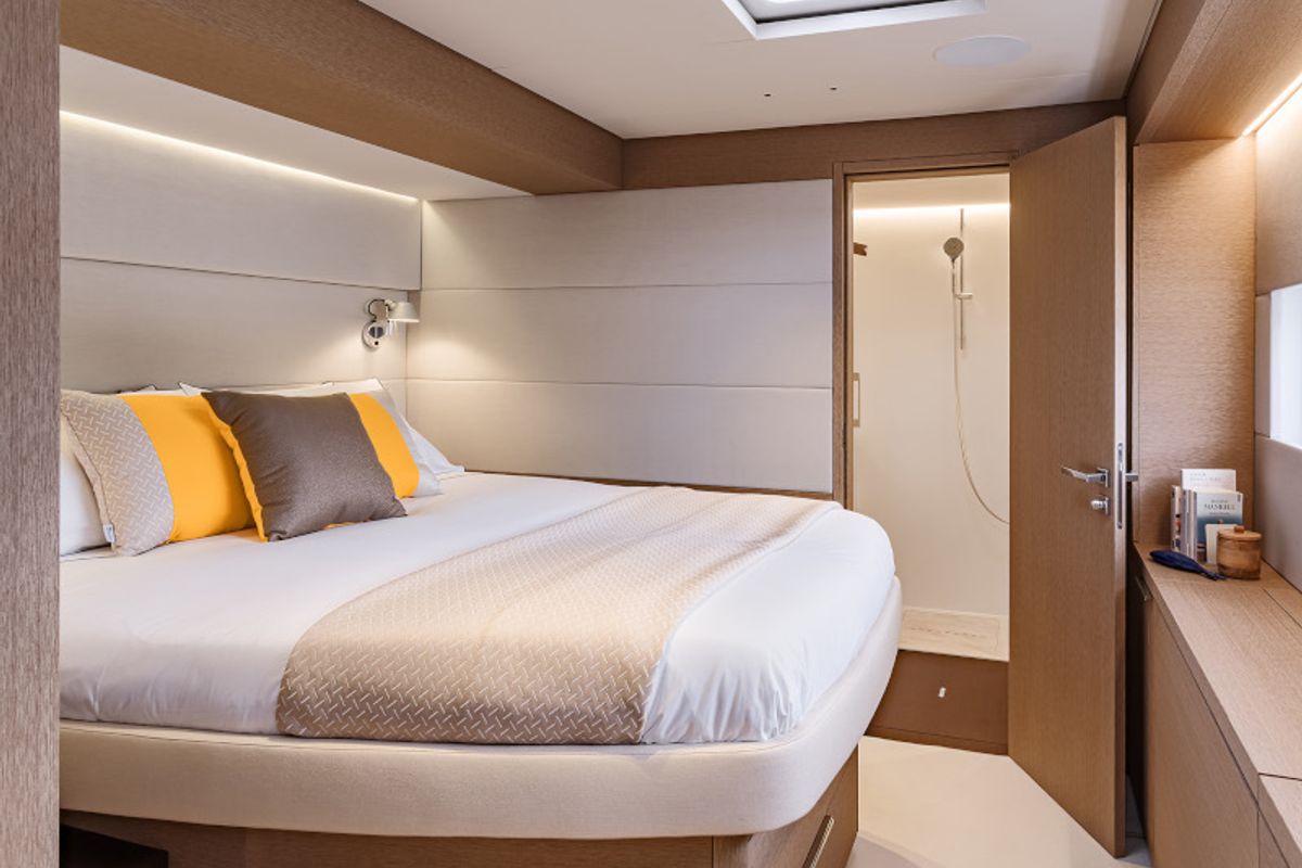 Cabin on Daiquiri, a Lagoon Sixty 5 catamaran at Athens, Greece