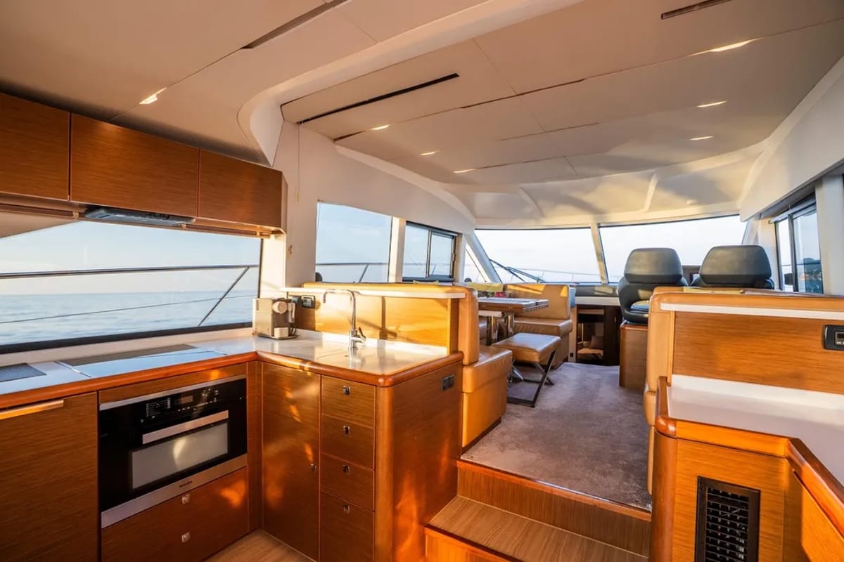 Galley of Ela, a Bavaria R55 Fly yacht at Seget Donji, Croatia