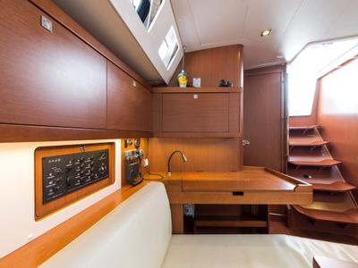 Salon of Rafaella, a Beneteau Oceanis 45 sailboat at Volos Municipality, Greece