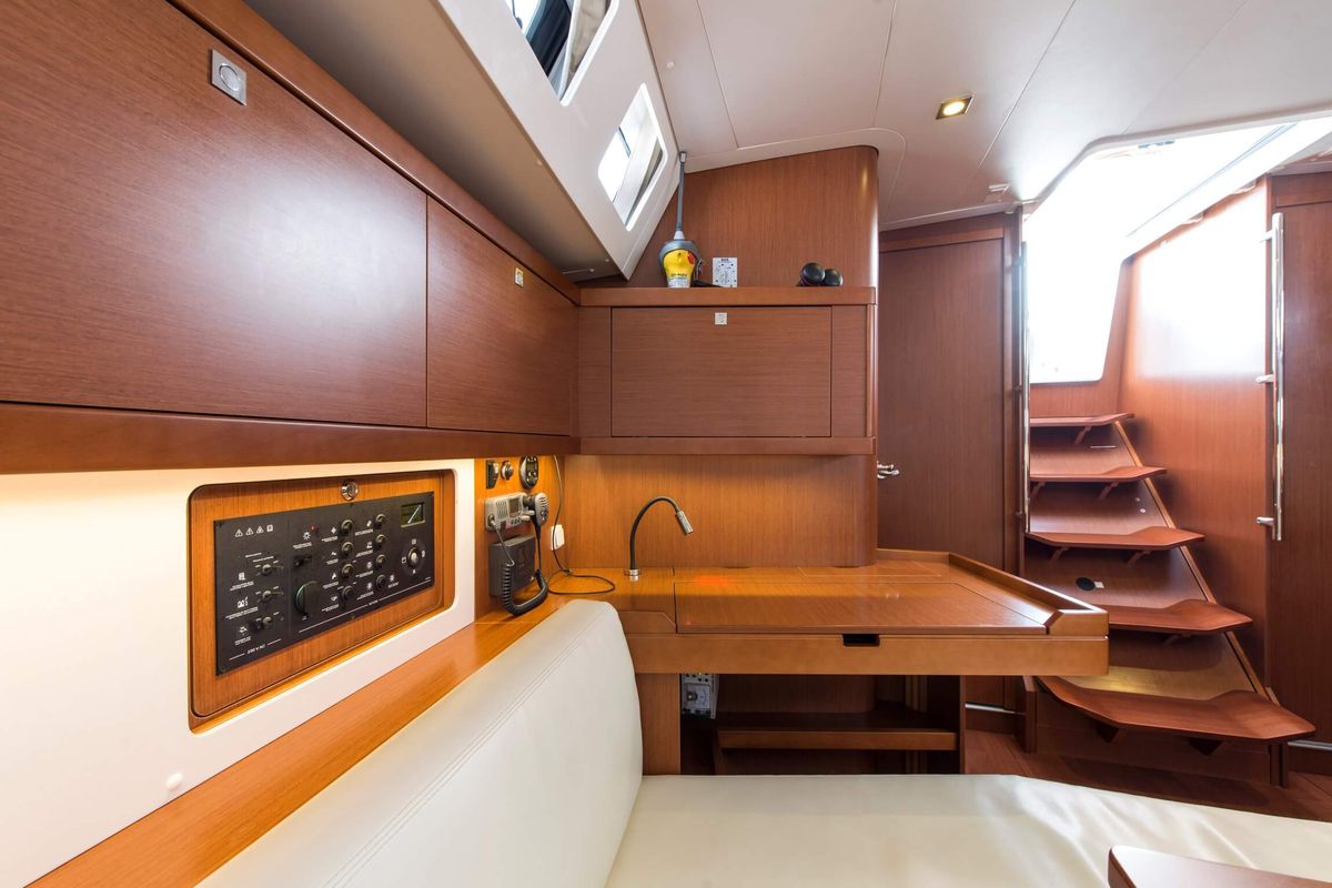Salon of Rafaella, a Beneteau Oceanis 45 sailboat at Volos Municipality, Greece