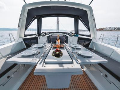 Deck of Rafaella, a Beneteau Oceanis 45 sailboat at Volos Municipality, Greece