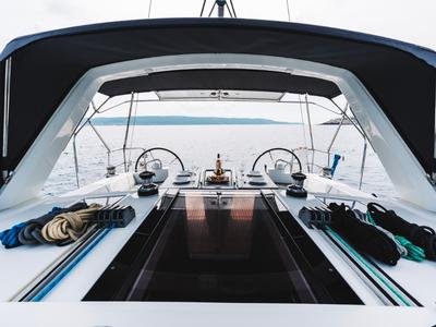 Cockpit of Rafaella, a Beneteau Oceanis 45 sailboat at Volos Municipality, Greece