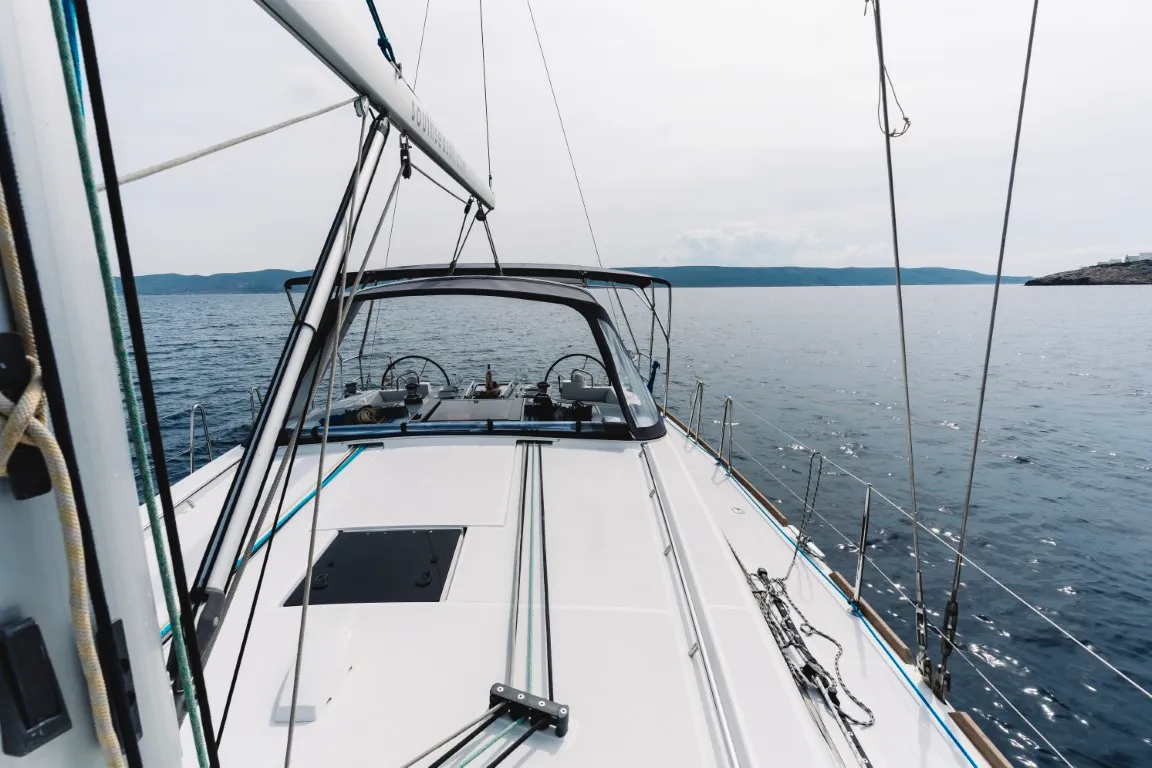 Deck of Rafaella, a Beneteau Oceanis 45 sailboat at Volos Municipality, Greece