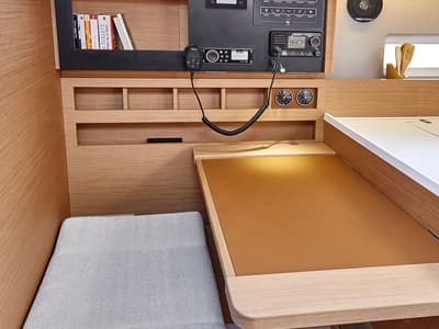 Cockpit of Titzi, a Jeanneau Sun Odyssey 410 sailboat at Palma de Mallorca, Spain