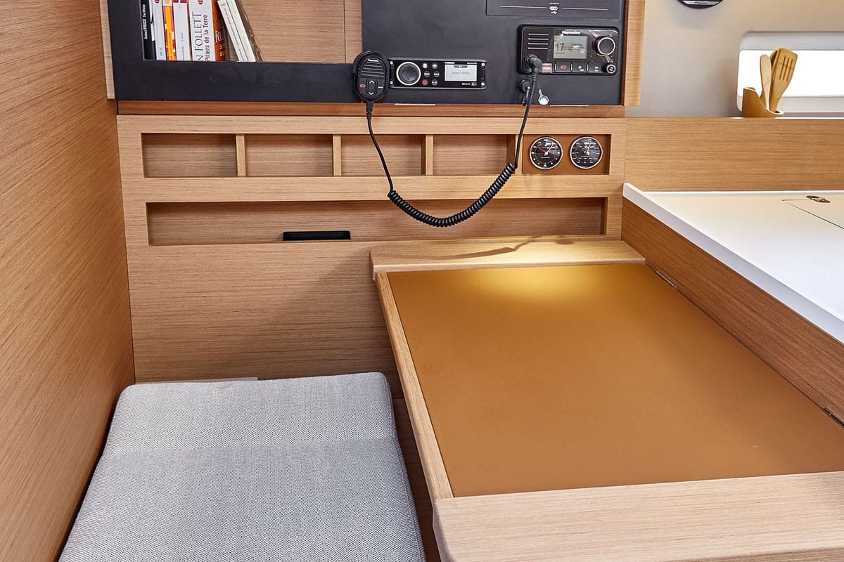 Cockpit of Titzi, a Jeanneau Sun Odyssey 410 sailboat at Palma de Mallorca, Spain