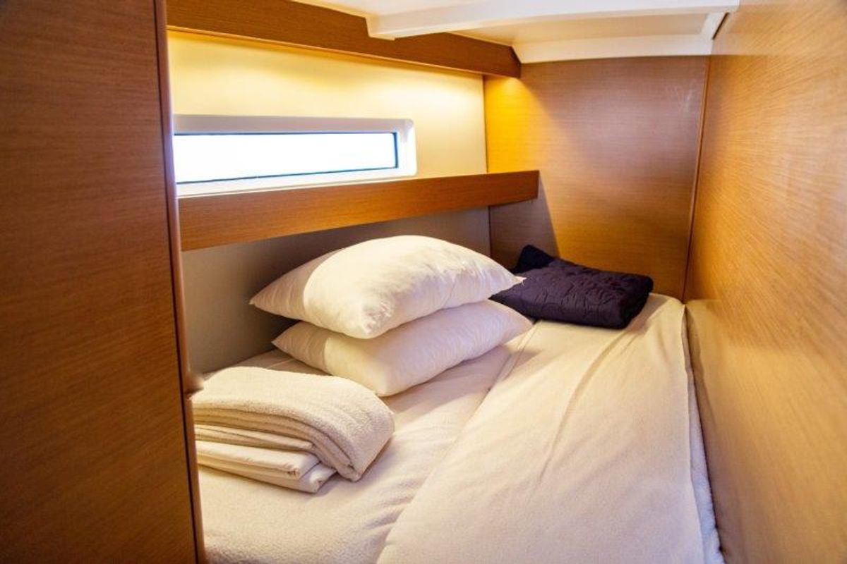 Cabin on Apostolis, a Jeanneau Sun Odyssey 440 sailboat at Zakynthos Municipal Unit, Greece