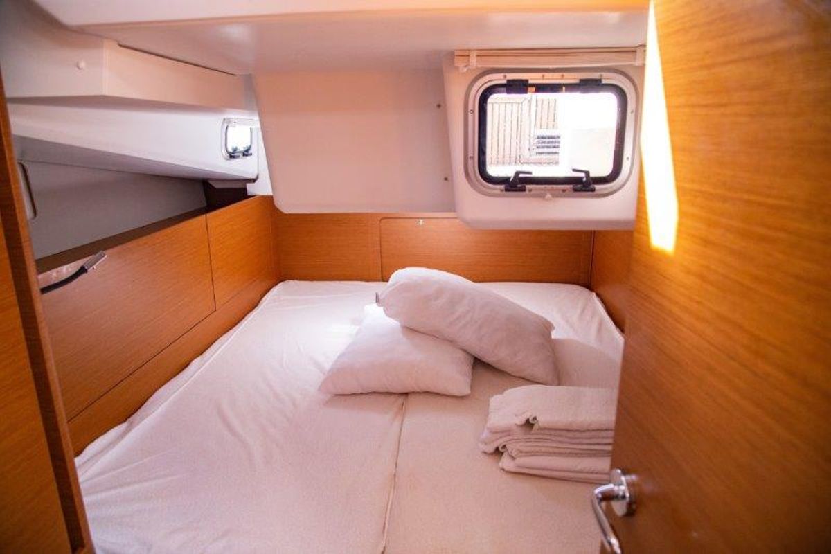 Cabin on Apostolis, a Jeanneau Sun Odyssey 440 sailboat at Zakynthos Municipal Unit, Greece