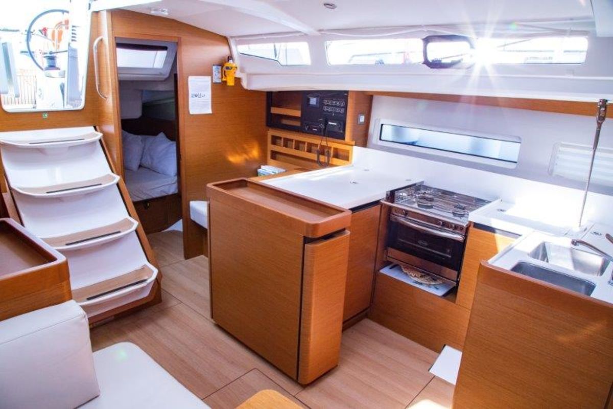 Galley of Apostolis, a Jeanneau Sun Odyssey 440 sailboat at Zakynthos Municipal Unit, Greece
