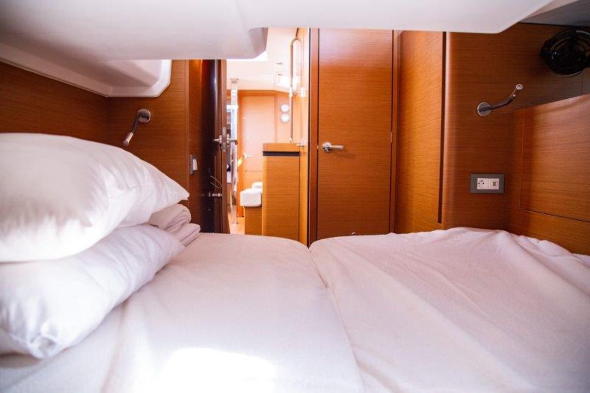 Cabin on Apostolis, a Jeanneau Sun Odyssey 440 sailboat at Zakynthos Municipal Unit, Greece
