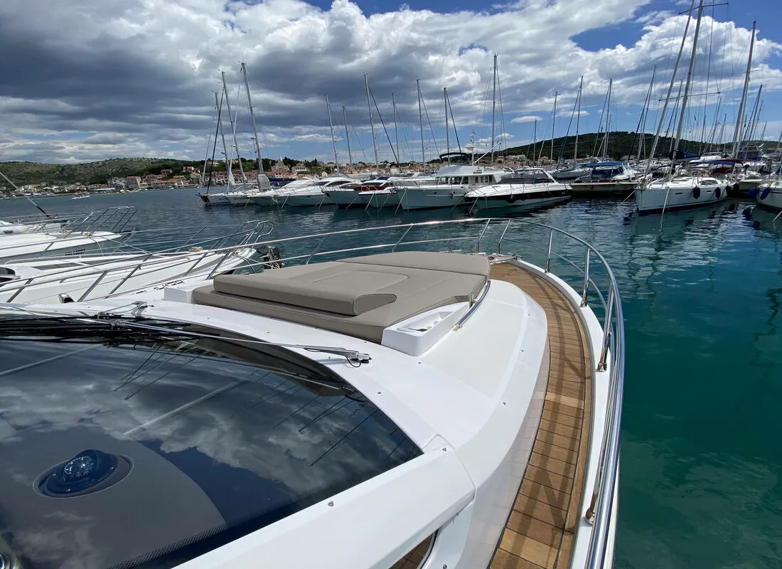 Deck of Sid One, a Sessa Marine Sessa Fly 47 yacht at Grad Šibenik, Croatia