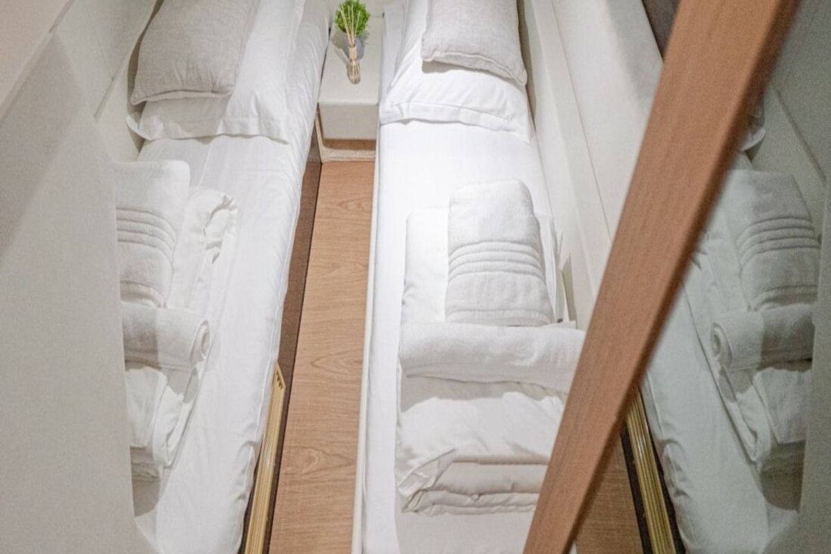 Cabin on Sid One, a Sessa Marine Sessa Fly 47 yacht at Grad Šibenik, Croatia