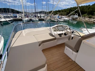Cockpit of Sid One, a Sessa Marine Sessa Fly 47 yacht at Grad Šibenik, Croatia