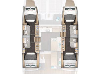 Floor plan of Andorinha, a Lagoon 43 catamaran at Općina Rogoznica, Croatia