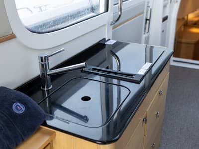 Galley of POSEIDON, a Nimbus Commuter C11 motorboat at Split, Croatia
