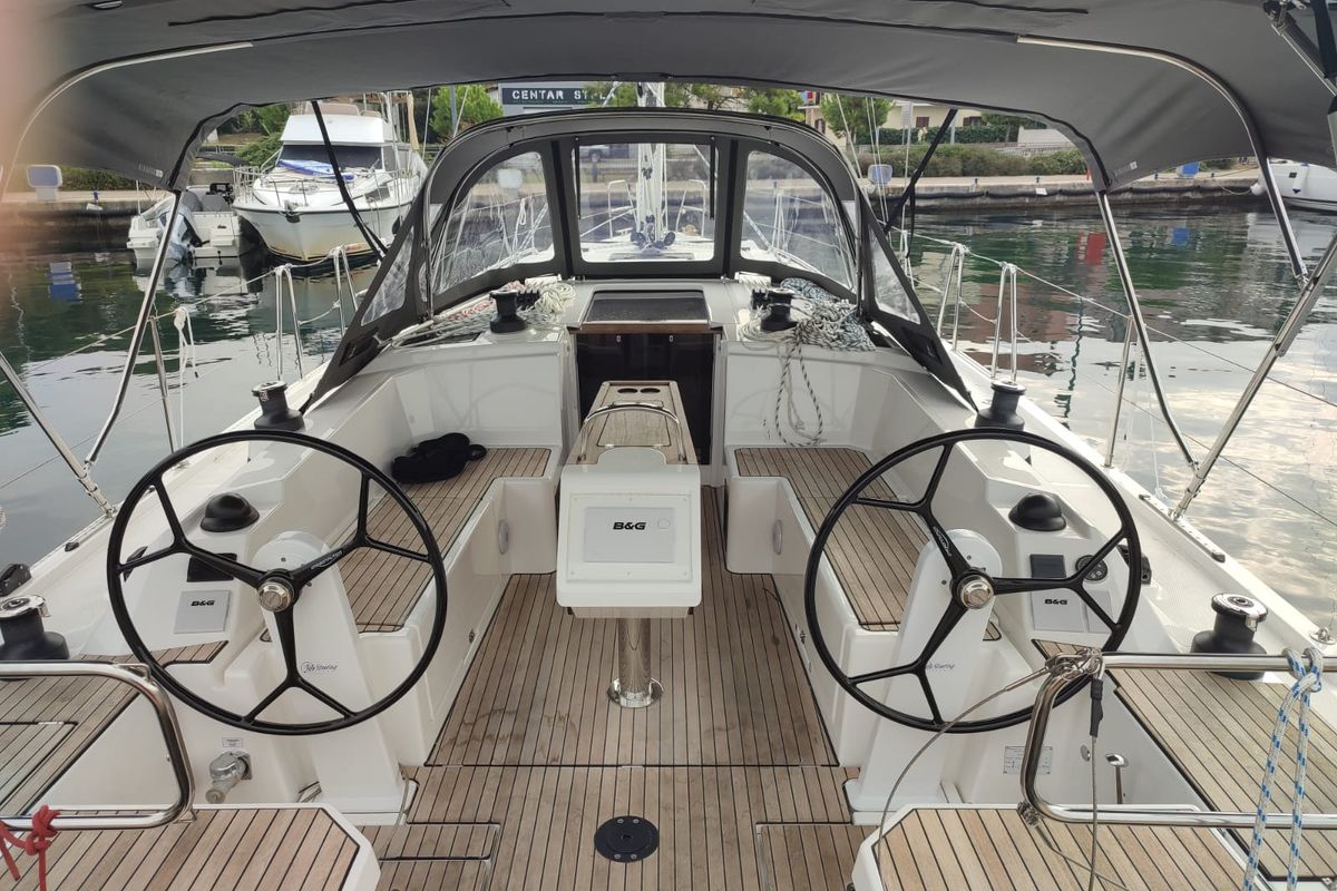 Cockpit of Kirke, a Bavaria C38 sailboat at Zadar, Croatia